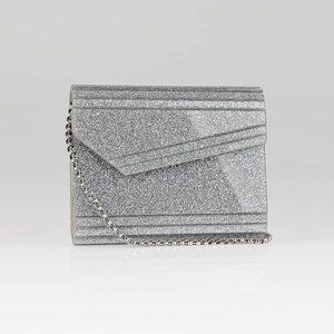 Jimmy Choo silver glitter candy clutch
